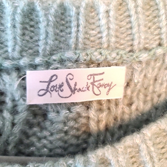 LoveShackFancy Rosie Cabled Knit Cozy Metallic Alpaca Sweater - Picture 7 of 8